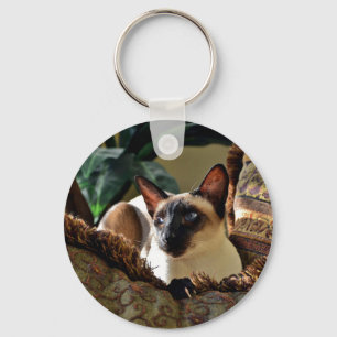 Zegel Point Siamees kat op comfortabele kussen Sleutelhanger