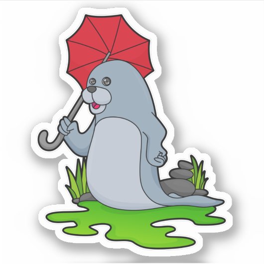 Zegel Raining Umbrella Sticker (Voorkant)