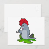 Zegel Regenende Paraplu Briefkaart (Voorkant / Achterkant)