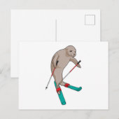 Zegel Skiër Ski Briefkaart (Voorkant / Achterkant)