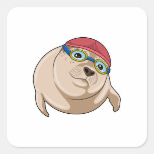 Zegel tijdens het zwemmen met zwembril