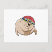 Zegel tijdens het zwemmen met zwembril briefkaart (Voorkant)