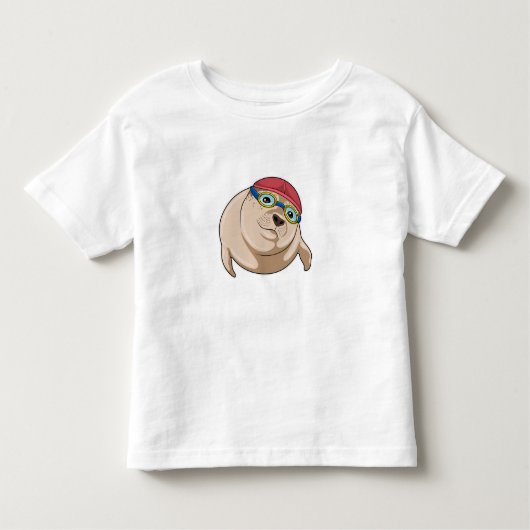 Zegel tijdens het zwemmen met zwembril kinder shirts (Voorkant)