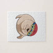 Zegel tijdens het zwemmen met zwembril legpuzzel (Horizontaal)