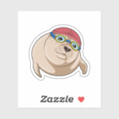 Zegel tijdens het zwemmen met zwembril sticker (Vel)