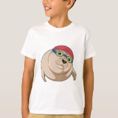 Zegel tijdens het zwemmen met zwembril t-shirt (Voorkant)