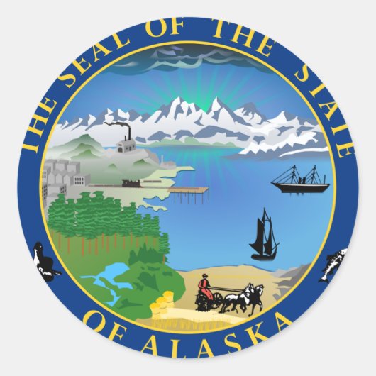 Zegel van Alaska State USA Round Sticker (Voorkant)