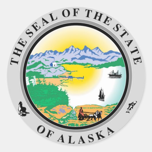Zegel van Alaska State USA Round Sticker (Voorkant)