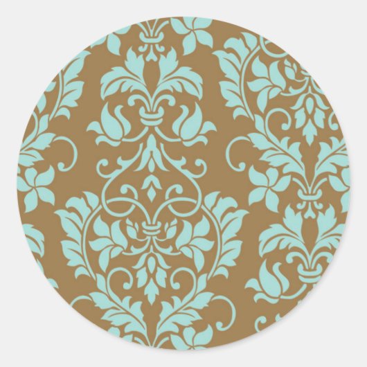 Zegel van bruin en blauw Damask Envelope (Voorkant)