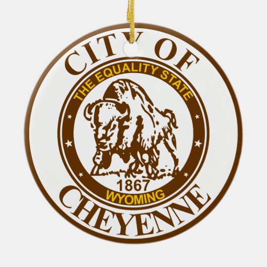 Zegel van Cheyenne, Wyoming Ceramic Ornament (Achterkant)