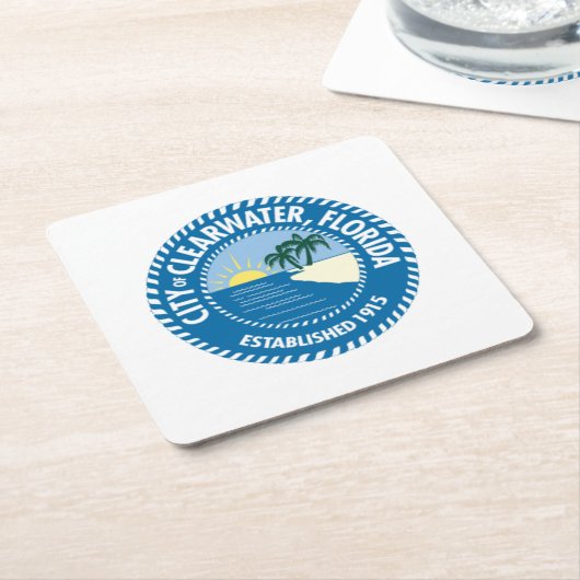 Zegel van Clearwater, Florida Kartonnen Onderzetters (Schuin)