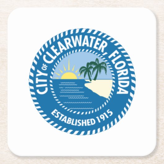 Zegel van Clearwater, Florida Kartonnen Onderzetters (Voorkant)