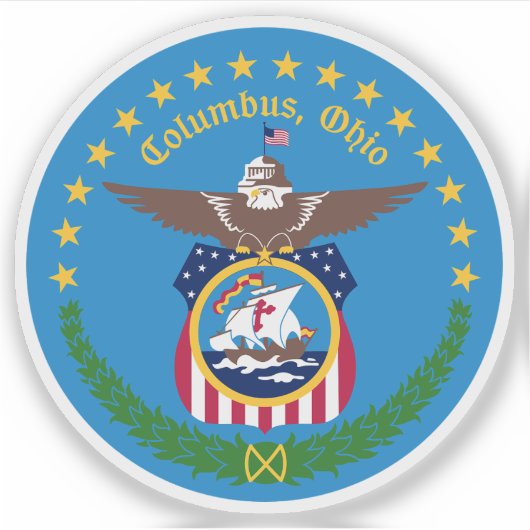 Zegel van Columbus, Ohio, Verenigde Staten Sticker (Voorkant)
