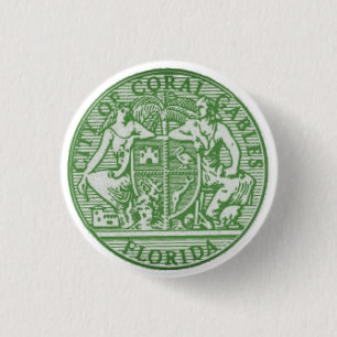Zegel van Coral Gables, Florida Ronde Button 3,2 Cm