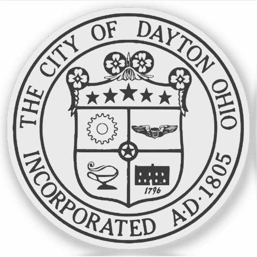 Zegel van Dayton, Ohio, Verenigde Staten Sticker (Voorkant)
