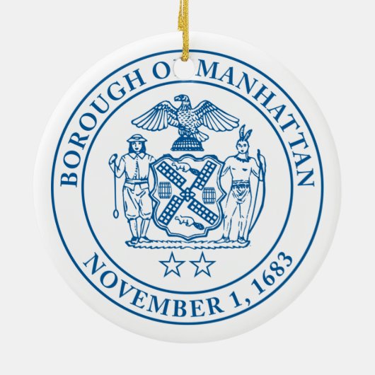 Zegel van de Borough of Manhattan, NYC Keramisch Ornament (Achterkant)