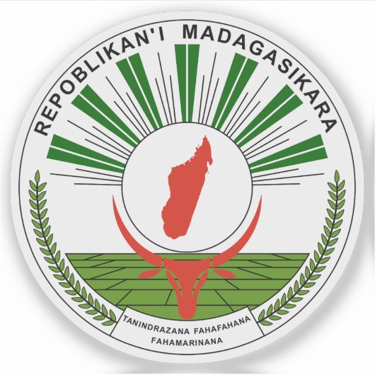 Zegel van de Republiek Madagaskar (1993-1998) Sticker (Voorkant)