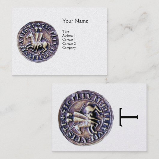 ZEGEL VAN DE RIDDERS TEMPLAR MONOGRAM White Pearl Visitekaartje (Voorkant / Achterkant)