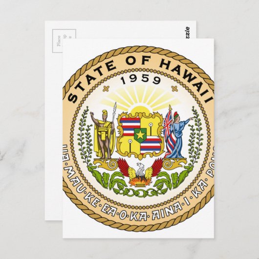 Zegel van de staat Hawaii Briefkaart (Voorkant / Achterkant)