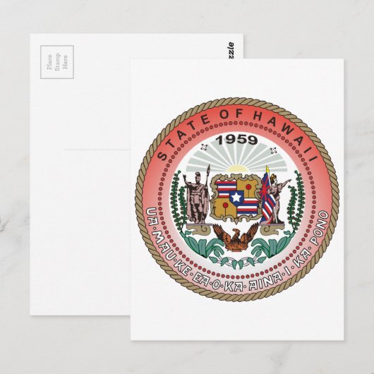 Zegel van de staat Hawaii Briefkaart (Voorkant / Achterkant)