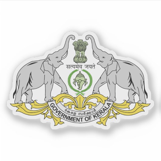 Zegel van de staat Kerala, India Sticker (Voorkant)