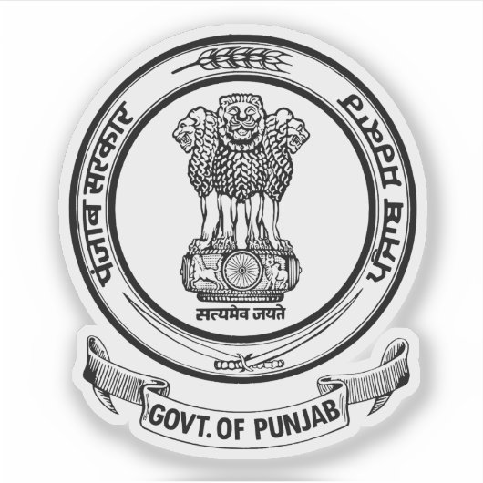 Zegel van de staat Punjab, India Sticker (Voorkant)