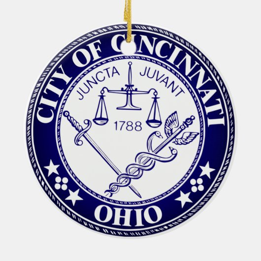 Zegel van de stad Cincinnati, Ohio Keramisch Ornament (Achterkant)