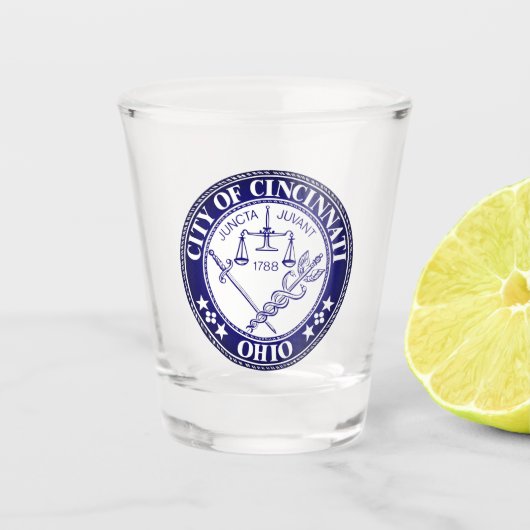 Zegel van de stad Cincinnati, Ohio Shot Glass Glas (Voorkant)