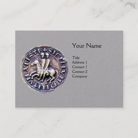 ZEGEL VAN DE TEMPELIER MONOGRAM Grijs Papier Visitekaartje (Voorkant)