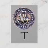ZEGEL VAN DE TEMPELIER MONOGRAM Grijs Papier Visitekaartje (Achterkant)