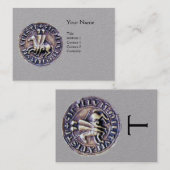 ZEGEL VAN DE TEMPELIER MONOGRAM Grijs Papier Visitekaartje (Voorkant / Achterkant)