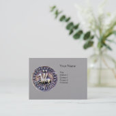 ZEGEL VAN DE TEMPELIER MONOGRAM Grijs Papier Visitekaartje (Staand voorkant)