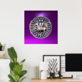 ZEGEL VAN DE TEMPELIERIDDER paars edelsteen Poster (Thuiskantoor)