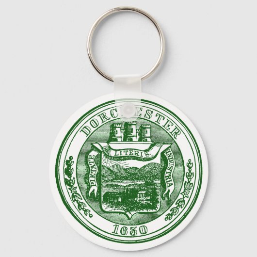 Zegel van Dorchester Massachusetts, groen Sleutelhanger (Voorkant)