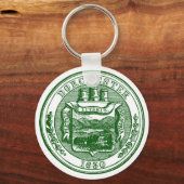 Zegel van Dorchester Massachusetts, groen Sleutelhanger (Voorkant)