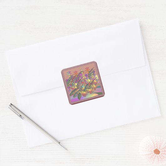Zegel van een envelop met exotische bloementuin (Envelop)
