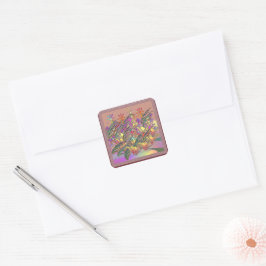 Zegel van een envelop met exotische bloementuin
