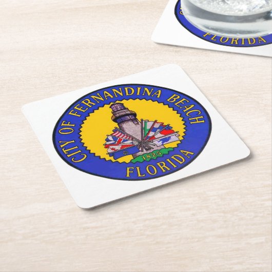 Zegel van Fernandina Beach, Florida Kartonnen Onderzetters (Schuin)