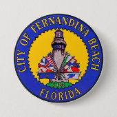 Zegel van Fernandina Beach, Florida Ronde Button 7,6 Cm (Voorkant)