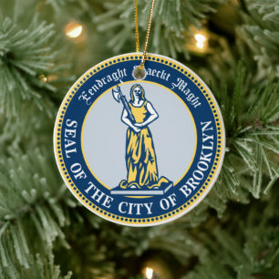 Zegel van het Borough Brooklyn, New York Keramisch Ornament