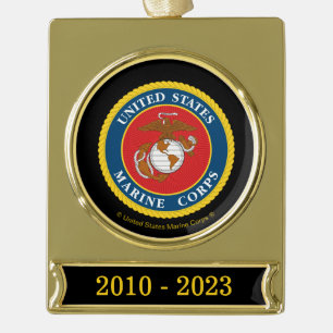 Zegel van het Korps Mariniers - Flat Verguld Banner Ornament