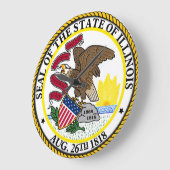 Zegel van Illinois Round Wall Clock Grote Klok (Hoek)