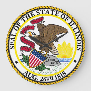 Zegel van Illinois Round Wall Clock Grote Klok