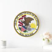 Zegel van Illinois Round Wall Clock Grote Klok (Huis)