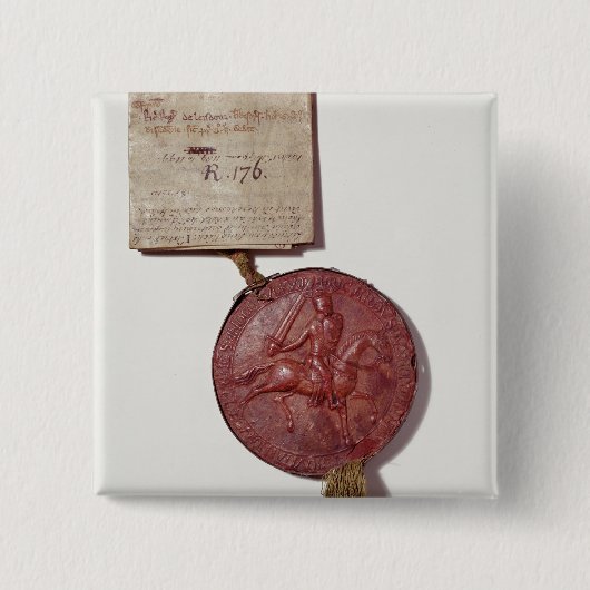 Zegel van koning Richard I Vierkante Button 5,1 Cm (Voorkant)
