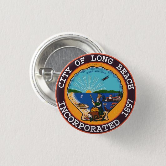Zegel van Long Beach, Californië Ronde Button 3,2 Cm (Voorkant /achterkant)
