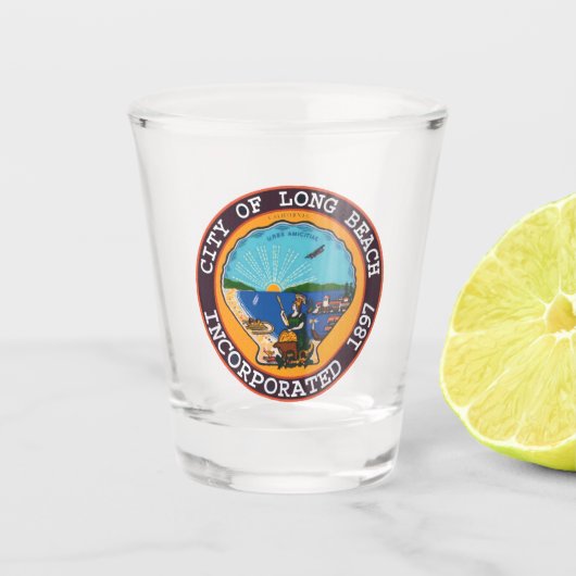 Zegel van Long Beach, Californië Shot Glas (Voorkant)