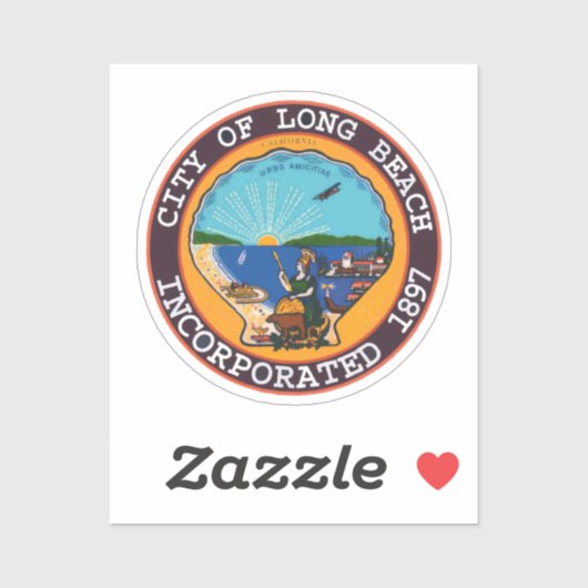 Zegel van Long Beach, Californië Sticker (Vel)