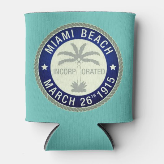 Zegel van Miami Beach, Florida Blikjeskoeler (Voorkant)