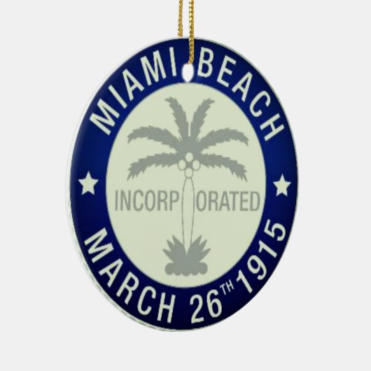 Zegel van Miami Beach, Florida Keramisch Ornament (Rechts)